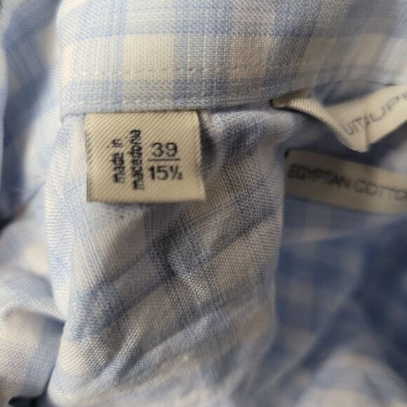 Suitsupply Men's M Button Down Shirt Egyptian Cotton Blue & White Gingham Plaid - Picture 7 of 10